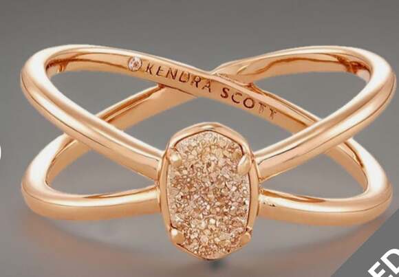 Kendra Scott Emilie Double Rose Gold Sand Drusy Band Ring - Picture 1 of 9